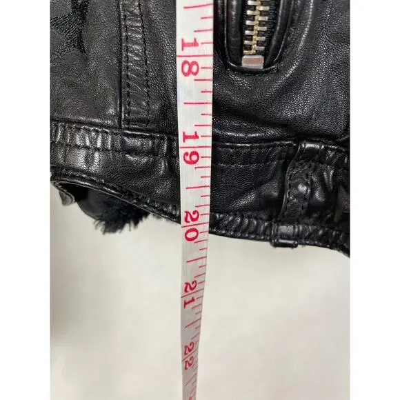 Samantha Sipos Seeing Stars black leather fur collar moto jacket XS Biker Glam - Picture 6 of 6